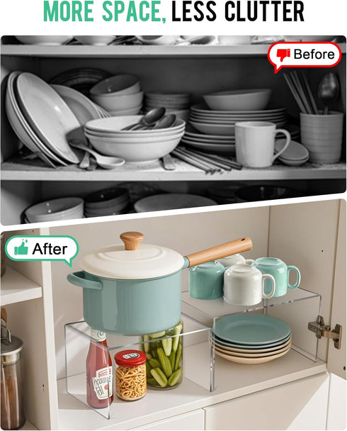 Sahasea Set 4 Countertop Acrylic Cabinet Organizer, of Clear Shelf Organizer for Kitchen Pantry Organizers and Storage