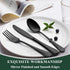 Wildone 20-Piece Black Silverware Set, Stainless Steel Flatware Cutlery Set Service for 4, Includes Knives, Forks,