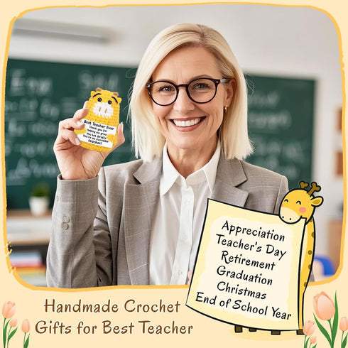 Teacher Appreciate Gifts Positive Giraffe - Thank you for Helping Me Grow, Handmade Crochet Giraffe Cute Stuff Decor