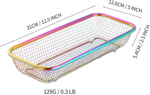Silverware Drawer Organizer, Rainbow Mesh Kitchen Drawer Organizers, Stackable Storage Basket for Flatware, Pack of 2