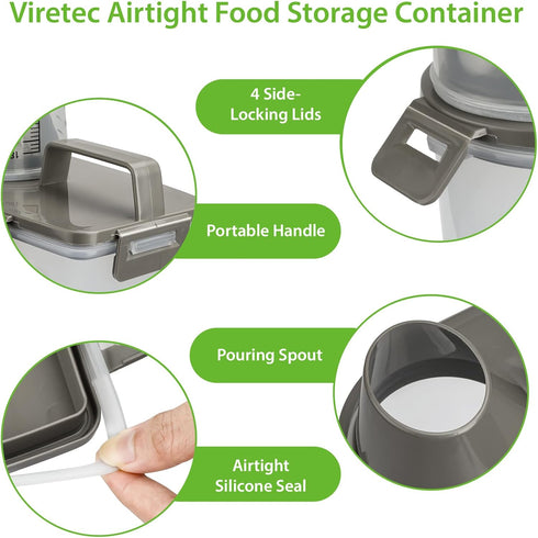Rice Airtight Storage Container, 3 to 5Lbs Cereal Bin, Pet Food Dispenser with Measuring Cup, BPA Free Clear Plastic