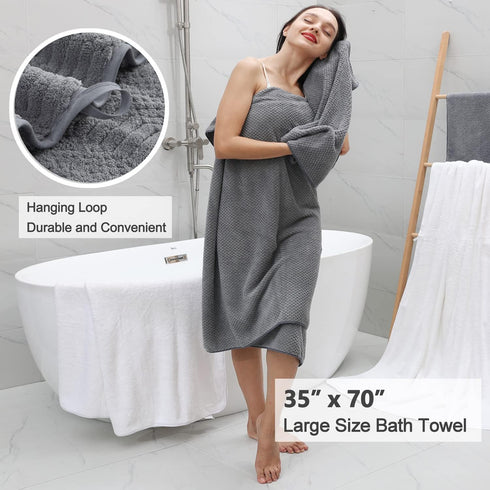 8 Set-2 Sheets,2 Towels,4 Washcloths-600GSM Piece Oversized Gray Bath Towel Extra Large Bath Towel Hand Soft Highly