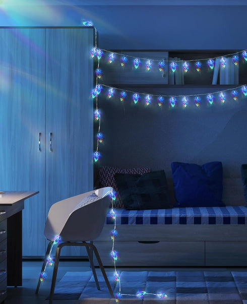 20 9.84FT 8 AceList Iridescent String Lights Indoor, LED Holographic Battery & USB Powered, Lighting Modes, Crystal