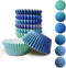 qiqee 300 Pcs Mini Gradient Cupcake Liners, 6 Designs Blue Gradient Baking Cups, Small Size Cupcake Wrappers
