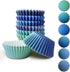 qiqee 300 Pcs Mini Gradient Cupcake Liners, 6 Designs Blue Gradient Baking Cups, Small Size Cupcake Wrappers