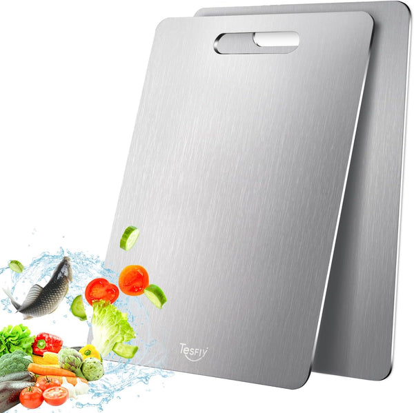 2 Pack Titanium Cutting Board - 100% Pure Titanium Cutting Boards For