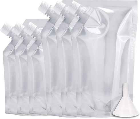 Concealable Rum Runners for Cruise, Reusable Sneak Flask Liquor Pouches Kit, Plastic Hide Drinking Flask (8OZ3 + 16OZ3)