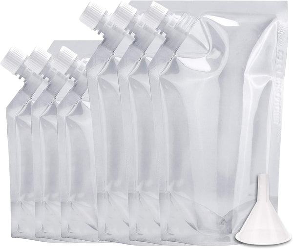 Concealable Rum Runners for Cruise, Reusable Sneak Flask Liquor Pouches Kit, Plastic Hide Drinking Flask (8OZ3 + 16OZ3)