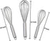 Stainless Steel Whisk Set with Measuring Spoon and 8"+10"+12" Wire Whisk for Cooking, Blending, Baking (5 Pack Silver)