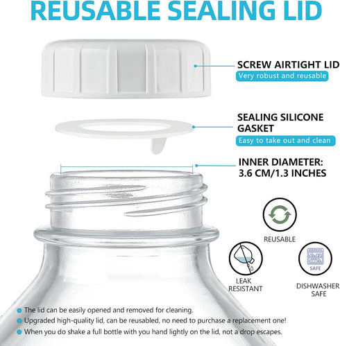 4 Pack 1/2 2 64 Oz 8 2 Gal Glass Milk Bottle with Airtight Lid & Pour Spouts - Heavy Duty Glass Milk Jug, Water