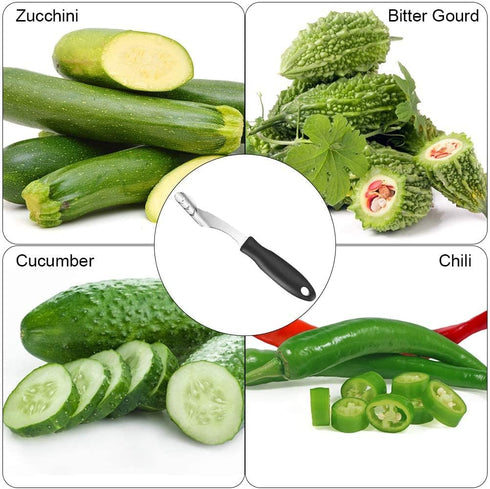 Jalapeno Corer Tool with Serrated Slice and Rubber Handle, Efficient Seed Remover for Cooking