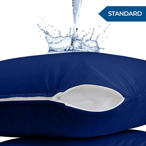 Utopia Bedding Waterproof Pillow Protector Zippered (2 Pack), Standard Royal Blue Pillow Encasement 20 x 26 Inches
