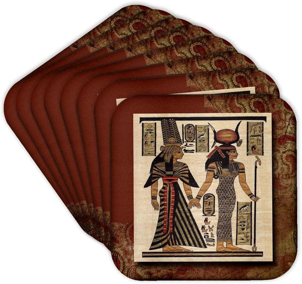 3dRose CST_99429_2 Soft Coaster Set of 8 Ancient Egyptian Papyrus