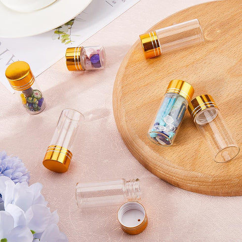 SUNNYCLUE 40Pcs Tiny Glass Storage Jars, 10ml Glass Jars with Aluminium Screw Caps, Clear Glass Sample Vials for
