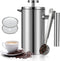 French Press Coffee Maker, 34oz Double-Wall Insulated Stainless Steel, 1L, Includes 2 Extra Screens and 1 Coffee Spoon