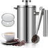 French Press Coffee Maker, 34oz Double-Wall Insulated Stainless Steel, 1L, Includes 2 Extra Screens and 1 Coffee Spoon