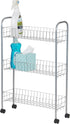 3 Household Essentials Slim Storage Cart, Shelf Storage Cart with Wheels, Perfect for Laundry Rooms, Bathrooms