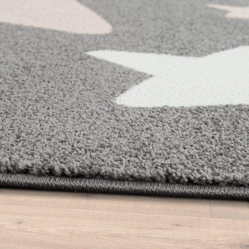 Size:2'8" 4'11" Paco Home Rug for Kids Room & Nursery Starry Sky Star Pattern Playroom in Dark Gray Pink White, x