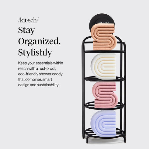 Kitsch Shower Caddy Hanging with Suction Cup Self-Draining Shampoo Bar Holder & Shower Shelves for Conditioner Bars