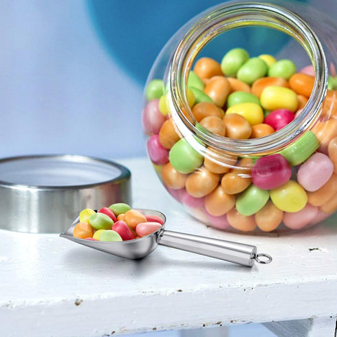 E-far Mini Ice Scoop Set of 2, 3 Ounce Stainless Steel Scoops for Ice Cube, Candy, Flour, Sugar, Rust Proof