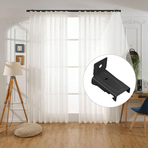 Curtain Track Brackets - Black Curtain Track Wall Mounting Hardware Accessories (10 Pack)