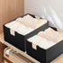 Foldable Cotton Linen Fabric Storage Bin Box with Wooden Handles, Decorative Home Laundry Organizer for Clothes, Blanket