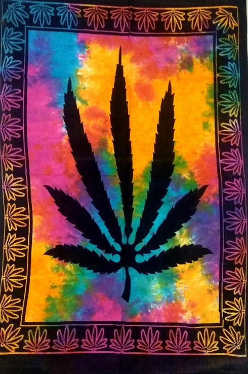 ICC Weed Tapestry, Marijuana Wall Hanging, Cannabis Hippie Decor, Small Hippie Rasta Ganja Tapestries