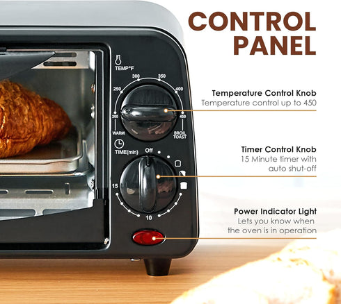 Elite Gourmet ETO236 Personal 2 Slice Toaster Oven: Includes Pan, Wire Rack, 15 Minute Timer, Black