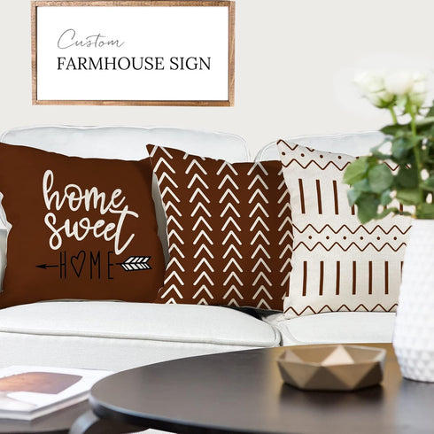 YCOLL Pillow Covers 18x18 Set of 4, Modern Decorative Linen Fabric Pillow Case for Couch Bed Car, Coffee