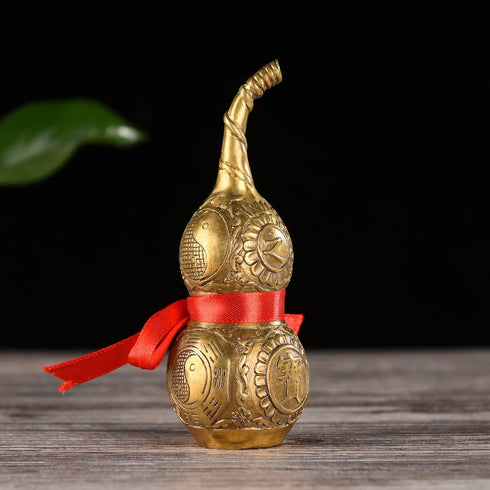 BRABUD Chinese Good Luck Wu Lou/Hu Lu Gourd/Cucurbit, Copper Statue Collectible Figure, Amulet