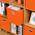 Fabric Storage Bins Cubes - Foldable Organizer with Handle, 11x11x11, Set of 3, Orange