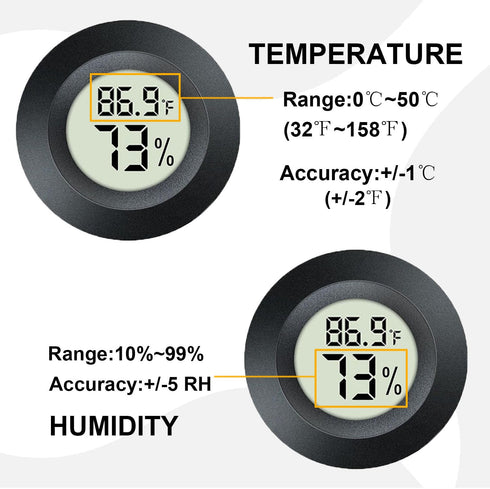 2 Pack Mini Digital Hygrometer Thermometer Gauge, Indoor Outdoor Temperature Humidity Meter for Greenhouse, Humidors,
