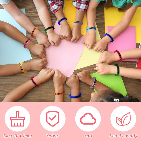 Yunlly 40 Pcs Crayon Silicone Bracelet Bulk for Kids Back to School Party Favors Classroom Crayon Theme Rubber