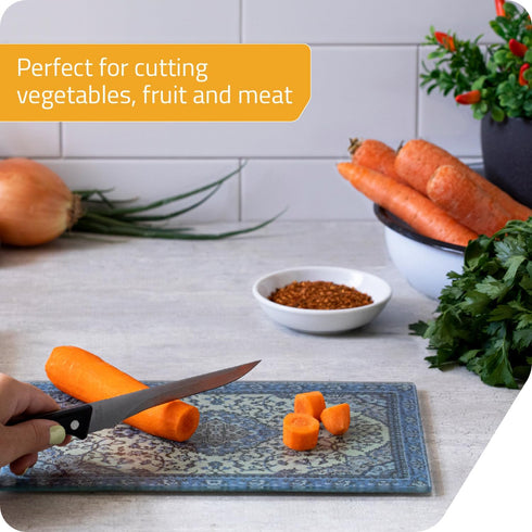 Peleg Design Rugboard Mini Tempered Glass Cutting Board, Multi-Purpose Decorative Glass Chopping Board, 7.4 x 11 inches
