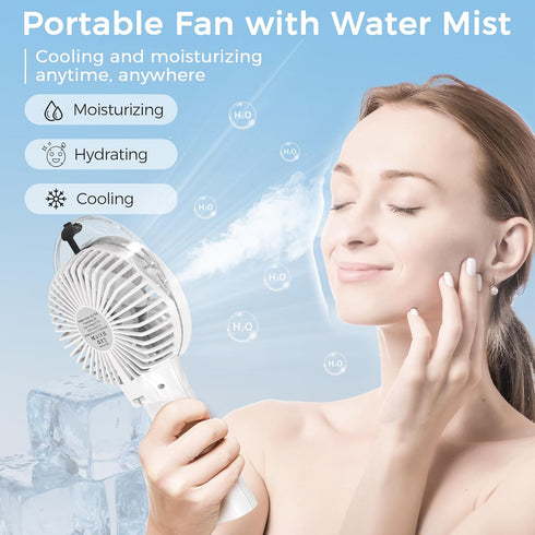 COMLIFE Portable Handheld Misting Fan, 3000mAh Rechargeable Battery Operated Spray Water Mist Fan, Foldable Mini Personal Fan for Travel, Makeup, Home, Office, Camping, Outdoors by COMLIFE