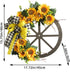 Sunflower Wagon Wheel Wreath for Front Door, Wooden Decor with Sunflower and Bow, 17.7in Spring Wreath