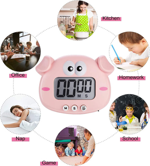 Weewooday 2 Pieces Cute Cartoon Animal Digital Kitchen Timers with Magnetic Backs for Teachers Cooking