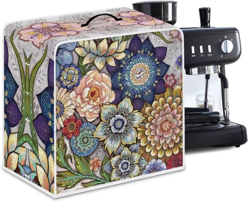 Boho Flower Coffee Machine Covers Dust Stain Resistant Covers for Small Kitchen Appliance Coffee Makers Protector Keep Kitchen Clean Home Decor by Kathyboom