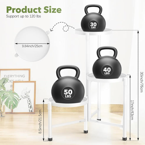 JOPBENG 3 10 Inch Tier Metal Plant Stand Indoor Outdoor, Corner Plant Shelf with Wide Tray,Flower Pot Display Holder