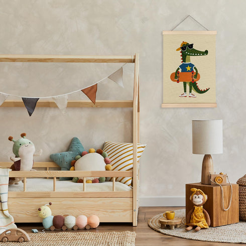 12x16 Inch YTRGI Crocodile Skateboard Nursery Wall Art Decor, Kids Room Decor, Trendy Alligator Animal Poster Hanger