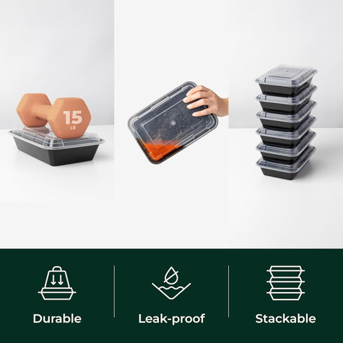 Enther Meal Prep Containers - 12 Pack, 1 Compartment Single Lids Food Storage Bento, BPA Free | Stackable, Reusable