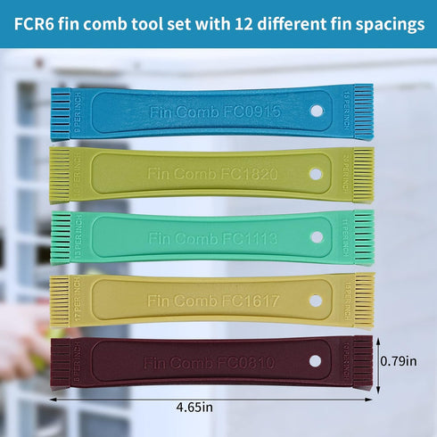 5 Pcs Air Conditioner Fin Cleaner Set, 3 Fin Combs, Condensers Fin Straighteners, and 2 Condenser Brushes