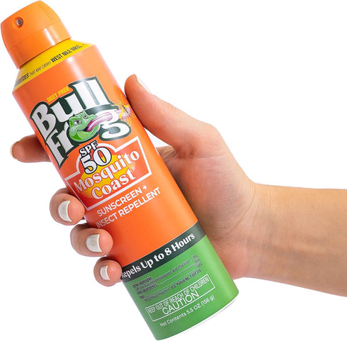 50, 5.5oz Bullfrog Mosquito Coast Bug Spray Insect Repellent + Sunscreen SPF Continuous Spray