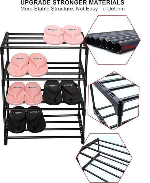 4-Tier Closet LNYZQUS Upgrade Small Shoe Rack, Metal Stackable Kids Shoe Shelf Storage Shoe Stand Organizer