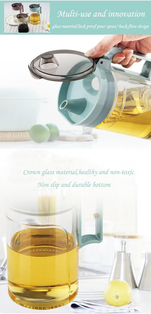 TENTA KITCHEN Olive Oil Vinegar Syrups Bottle Dispenser - 650ml Glass with No Drip Spout