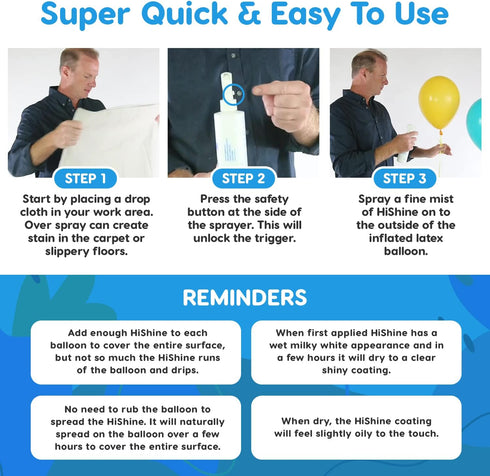 Hi-Shine Balloon Spray 8 oz - Instant Gloss & Vibrant Finish for Party Decor, Easy Application, Long-Lasting Results