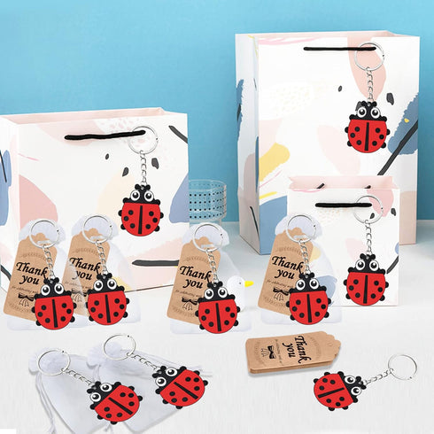 24 Pack Ladybug Keyring Party Favor, My Little Ladybug Themed Party, Baby Shower & Birthday Gift
