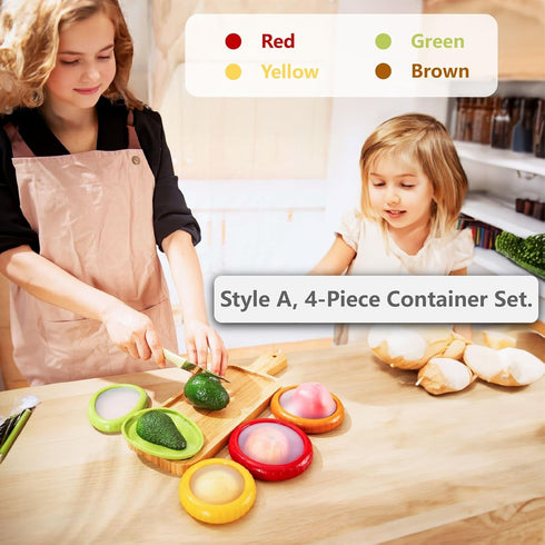 Set 4 SOOPLEU Avocado Saver and Tomato Holder - of Reusable Storage Containers for Fridge - Ideal for Garlic, Onions