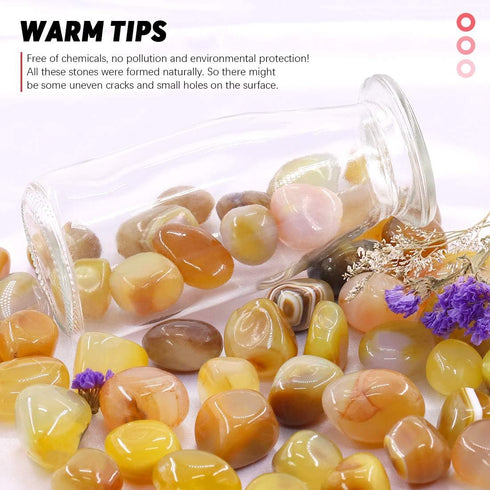Hilitchi Yellow Agate Stone Tumbled Stones for Plants, Cacti & Succulents, Landscape Decoration (1lb Bag)