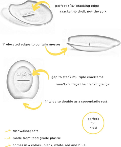 Crack'em Egg Cracker & Spoon Rest (Cobalt Blue) - Perfectly Cracks Eggs & Contains Messes, Easy to Use